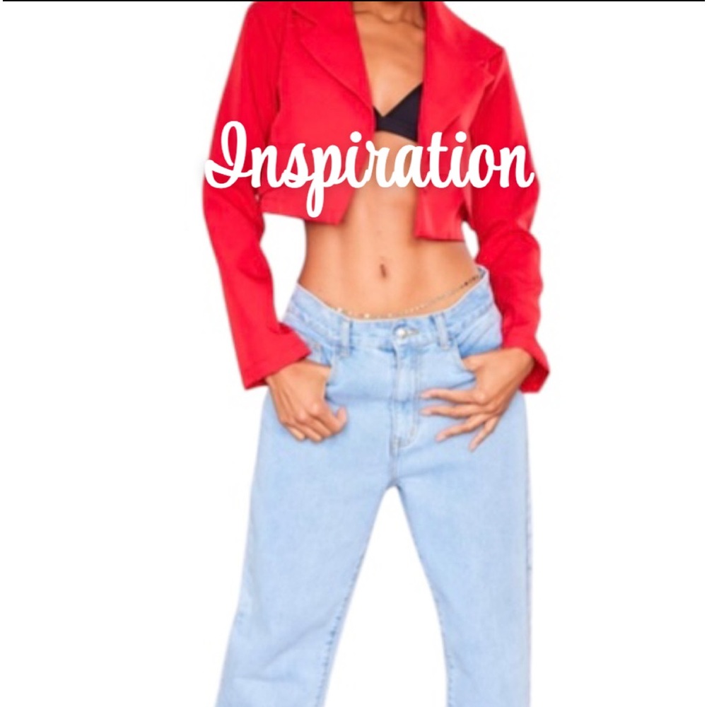 Chic Red Cropped Blazer,Two-Button Blazer, Large,New - Picture 2 of 7